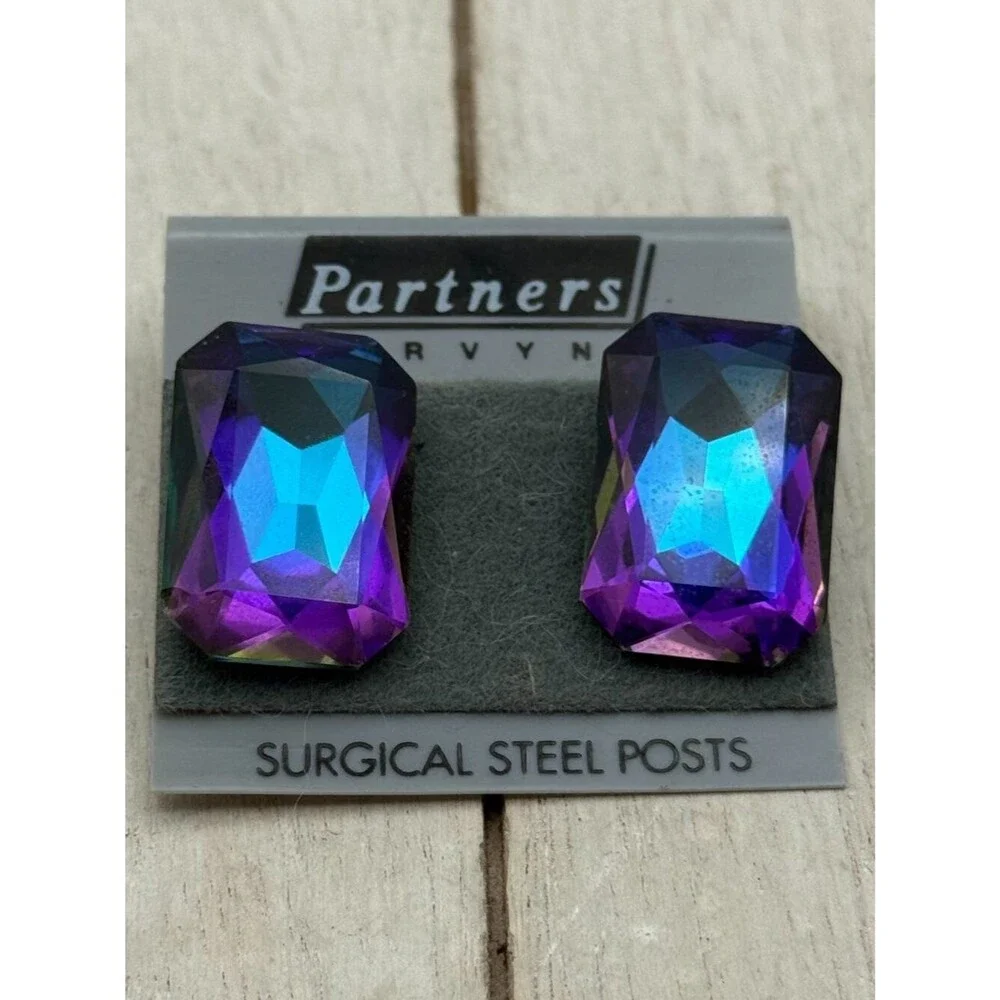 vintage partners iridescent pierced earrings
